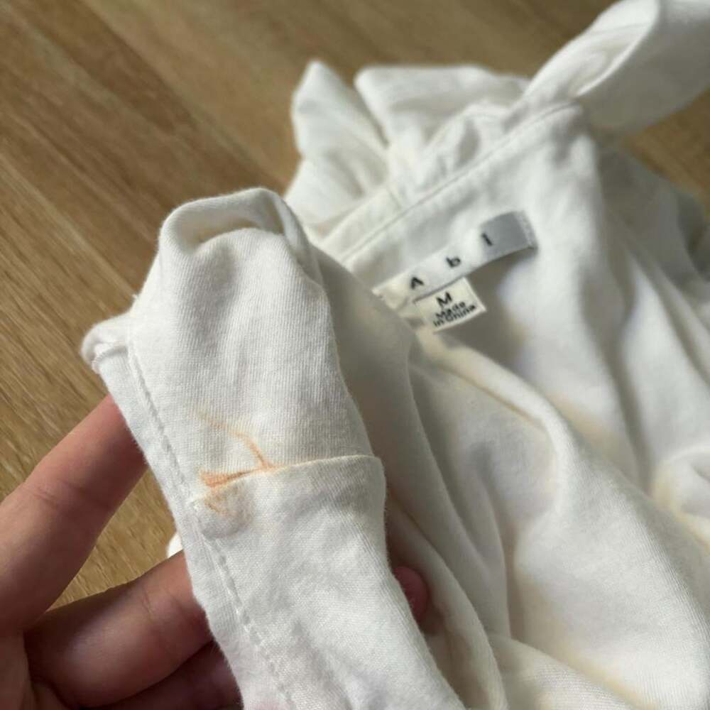 CAbi White Ruffled & Ruched Blouse - M - Picture 8 of 8